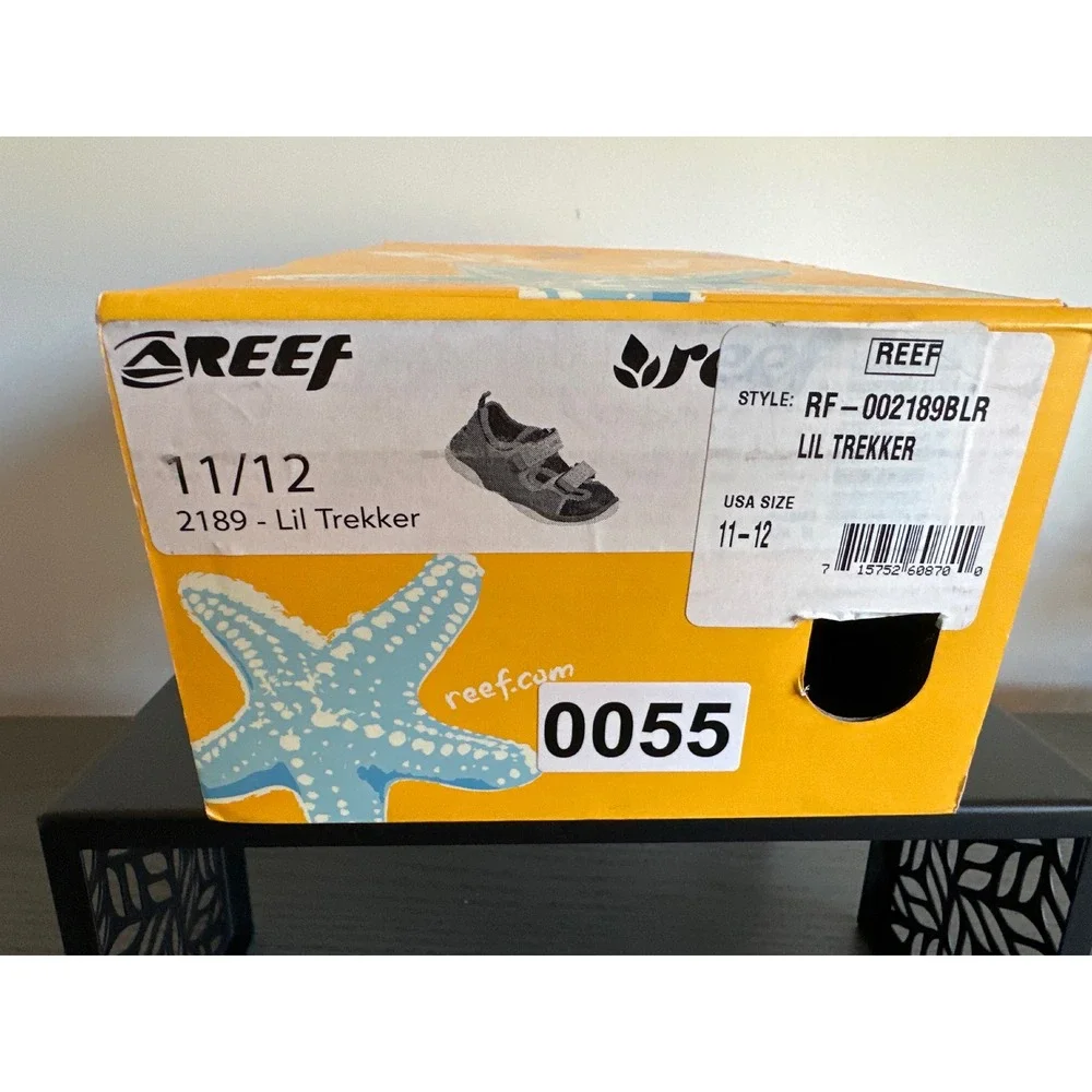 Reef Lil Trekker‎ Kids Sandals Black Blue Water Shoes RF-002189BLR Size 11/12